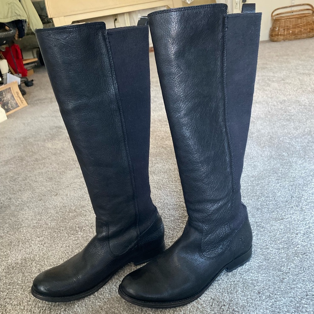 Frye Genuine Leather Black Knee-High Boots